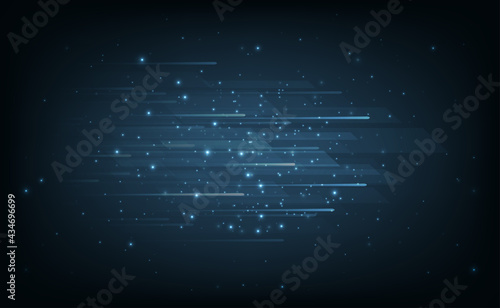 High speed movement background.Lights and square shape moving fast over dark blue background.Technology background concept.Hi-tech.Vector illustration. 