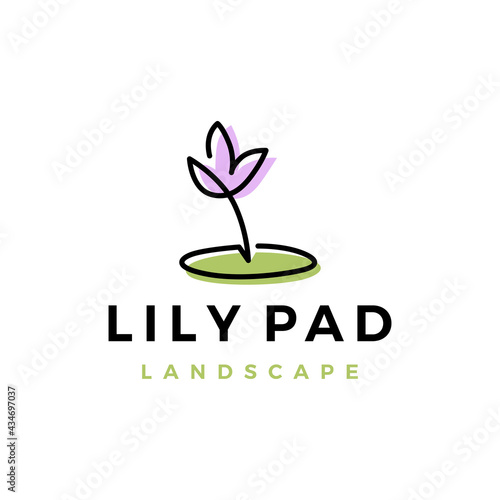 lily pad flower landscape landscaping logo vector icon illustration