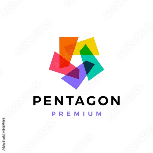 pentagon abstract colorful overlap overlapping logo vector icon illustration photo
