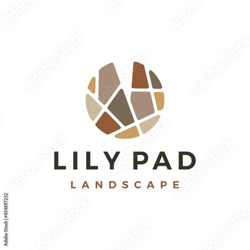 lily pad stone landscape landscaping logo vector icon illustration