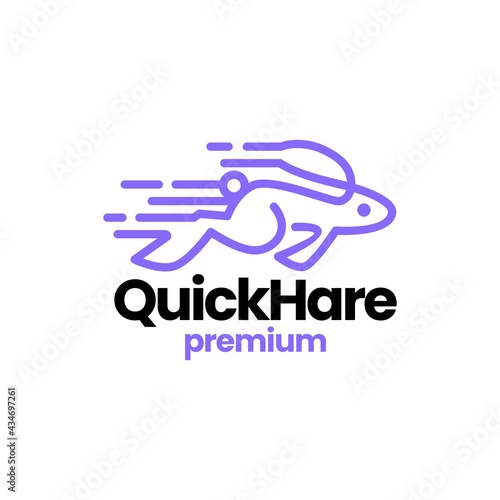quick hare rabbit bunny fast dash logo vector icon illustration
