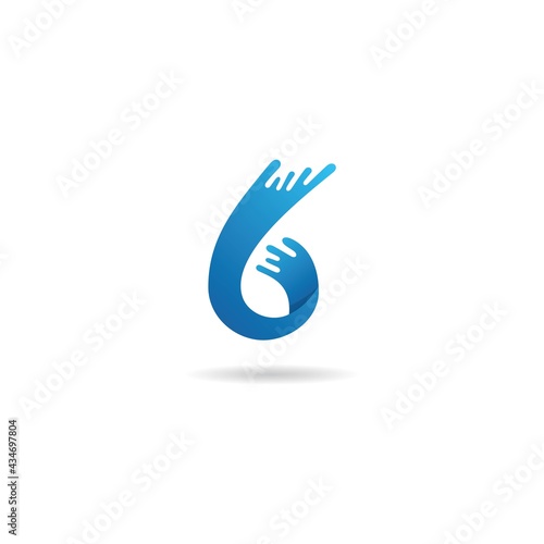 number 6 with water logo design icon inspiration 