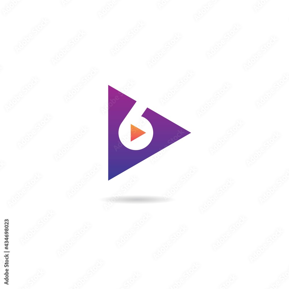 number 6 with video logo design icon number 6 with video logo design icon