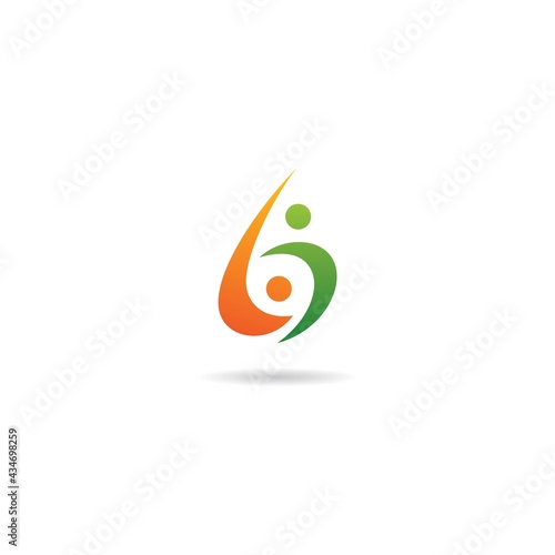 number 6 with human logo design icon