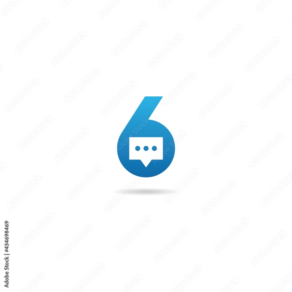 number 6 with message logo design icon number 6 with message logo design icon