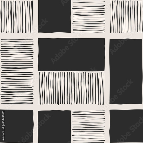 Trendy minimalist seamless pattern with abstract creative hand drawn composition