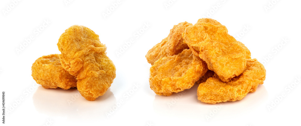 Fried chicken nuggets isolated on white background Fried chicken nuggets isolated on white background