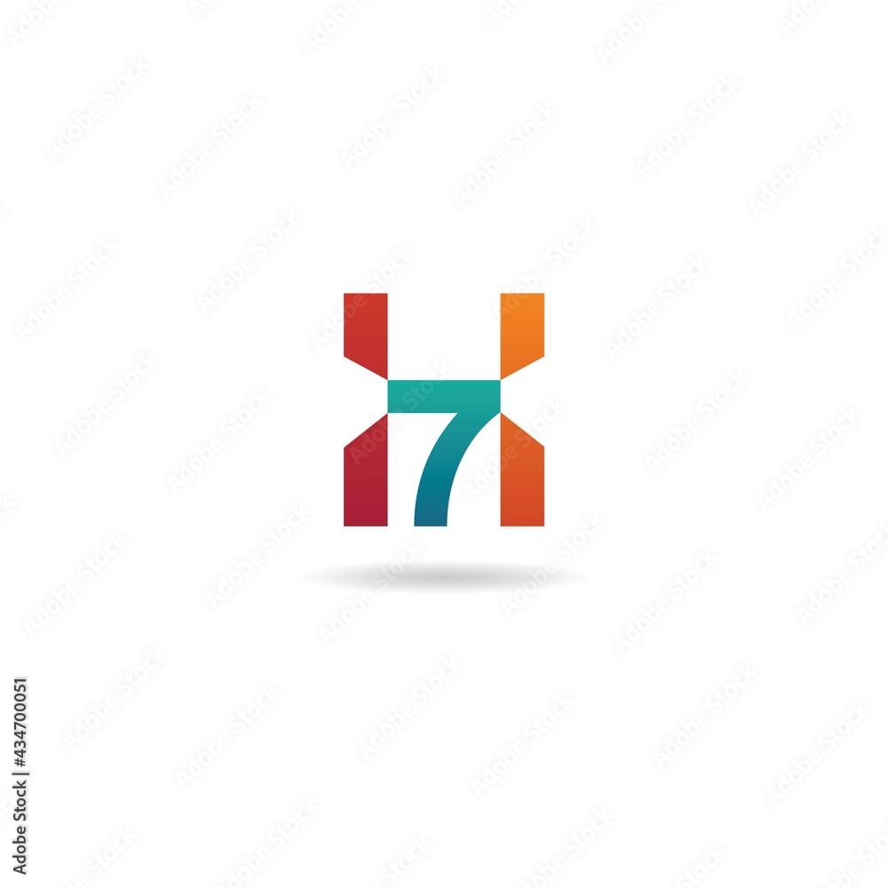 number 7 with letter h logo design icon number 7 with letter h logo design icon