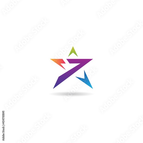 number 7 with star logo design icon template