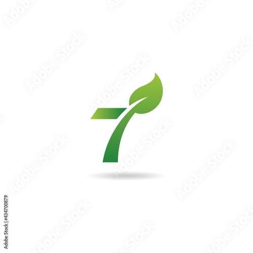 number 7 with green logo design icon template