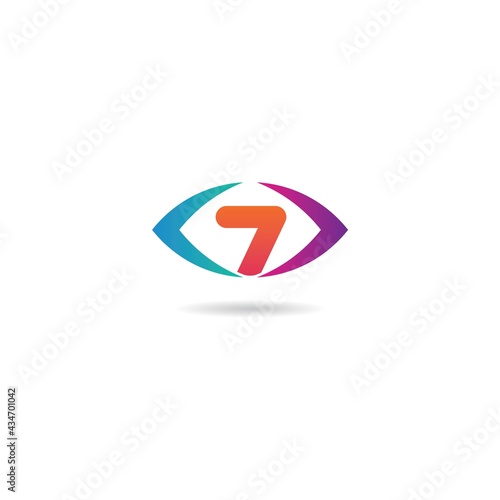 Free Download number 7 with eye logo design icon template - GFXLoad