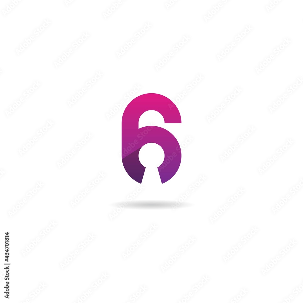 number 6 with key hole logo design icon template number 6 with key hole logo design icon template