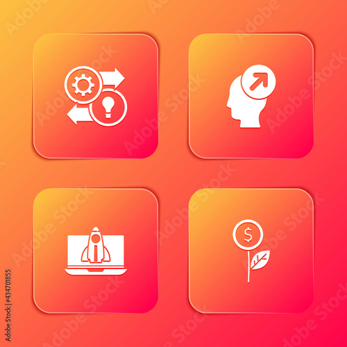 Set Human resources, Head hunting concept, Startup project and Dollar plant icon. Vector