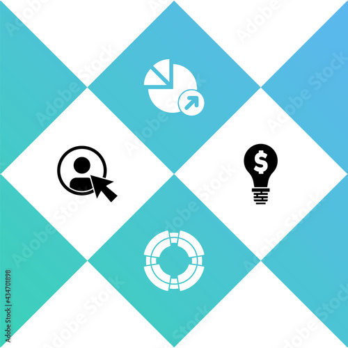 Set Create account screen, Business lifebuoy, Financial growth and Light bulb with dollar icon. Vector