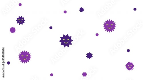 Animation of Virus outbreak, floating, disappearance in the air