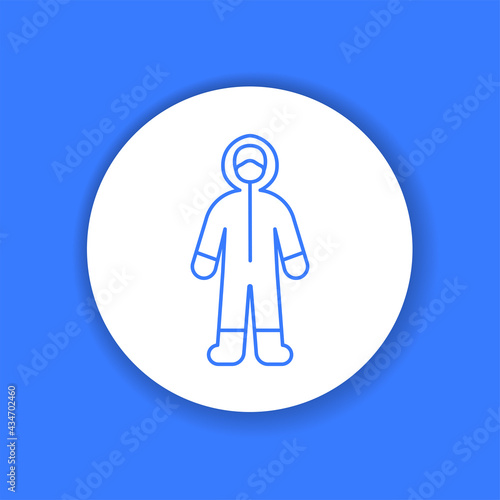 Worker in protective suit color glyph icon. Protect from viruses.