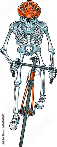 human skeleton riding bicycle