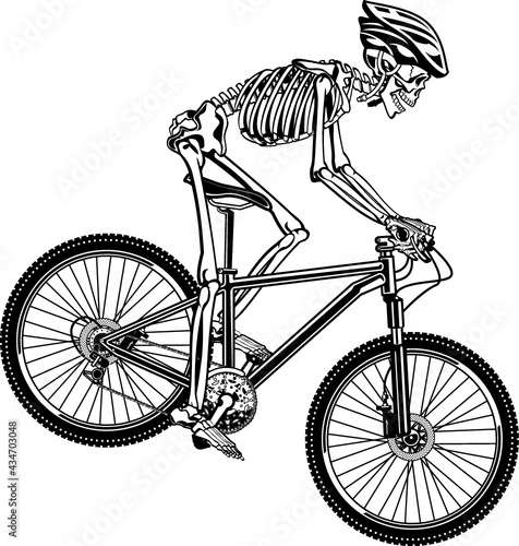 human skeleton riding bicycle