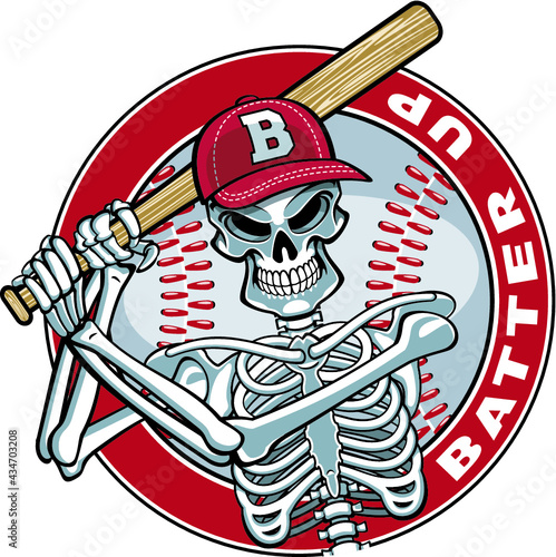 human skeleton playing baseball