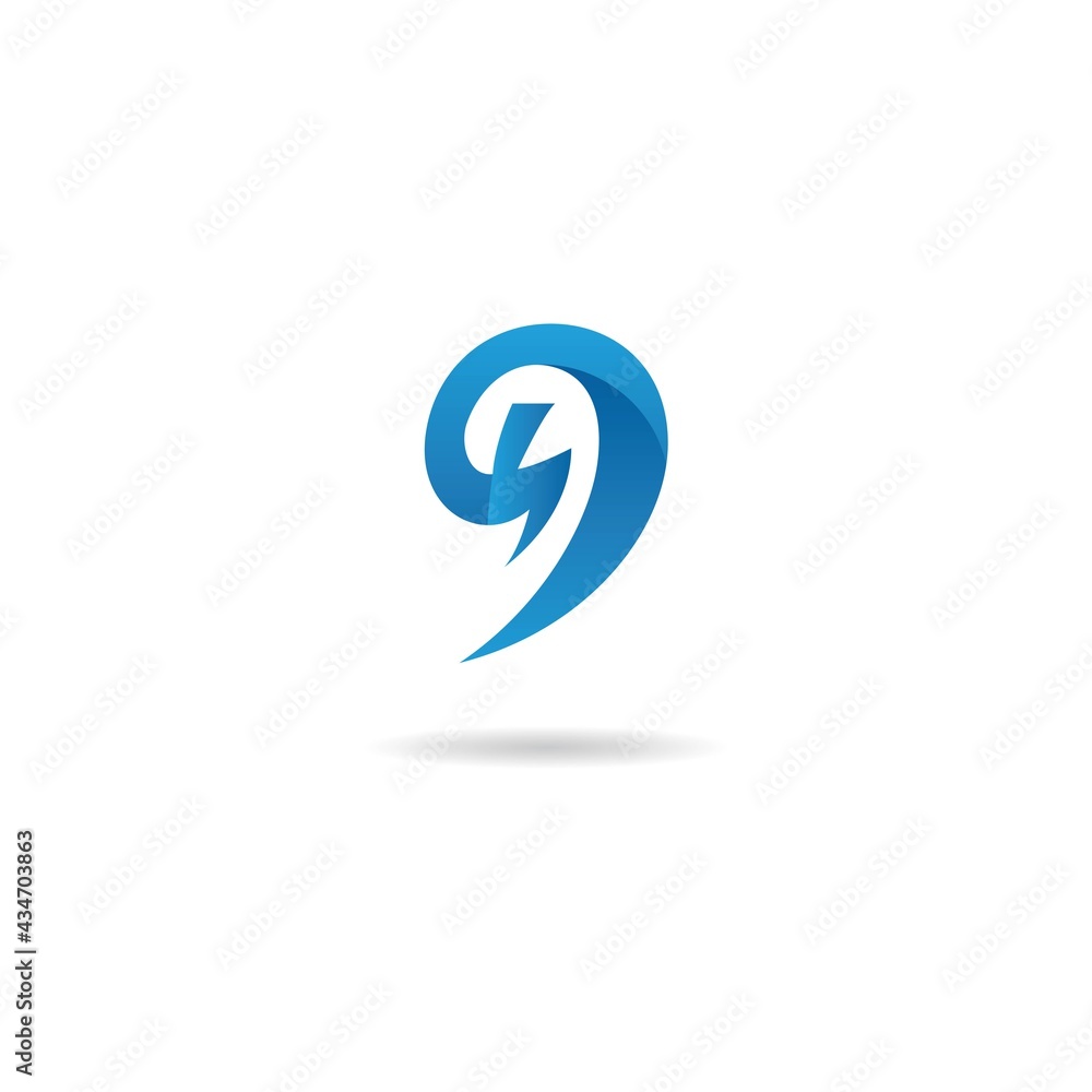 number 9 with abstract, electro logo design icon template number 9 with abstract, electro logo design icon template