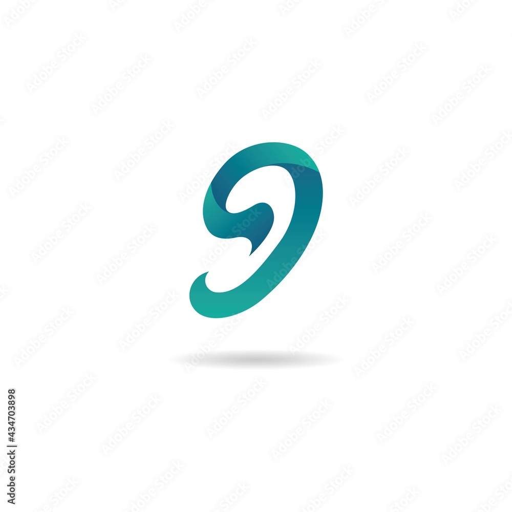 number 9 with abstract logo design icon template