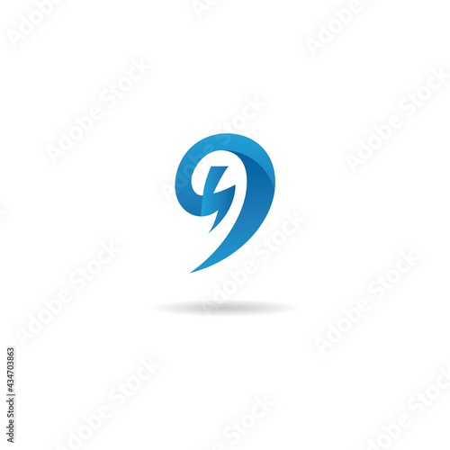Fototapeta Naklejka Na Ścianę i Meble -  number 9 with abstract, electro logo design icon template
