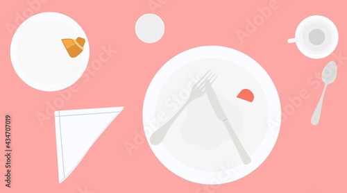 Breakfast finished icon. Vector flat illusration of an empty breakfast