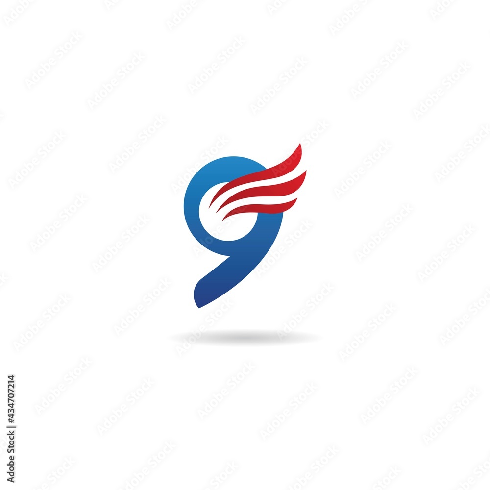 number 9 with flag logo design icon template number 9 with flag logo design icon template