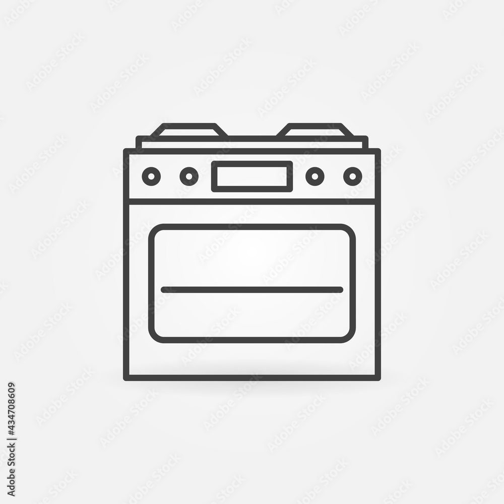 Gas Stove with Oven outline vector icon. Front View Gas Stove with Oven outline vector icon. Front View