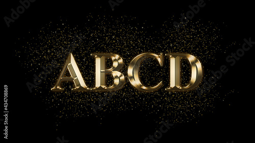 ABCD, Gold Text Effect, Gold text with sparks, Gold Plated Text Effect photo