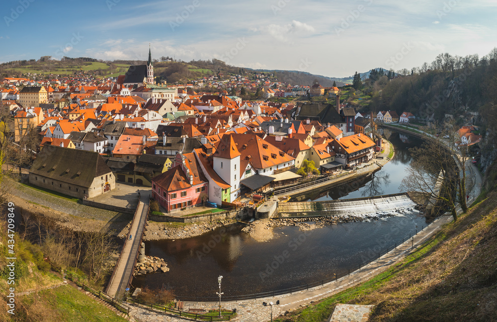 Cityscape panorama of historical city Cesky Krumlov, Czech republic