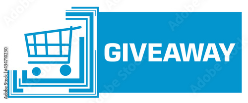 Giveaway Blue Squares Borders Left Shopping Cart Text 