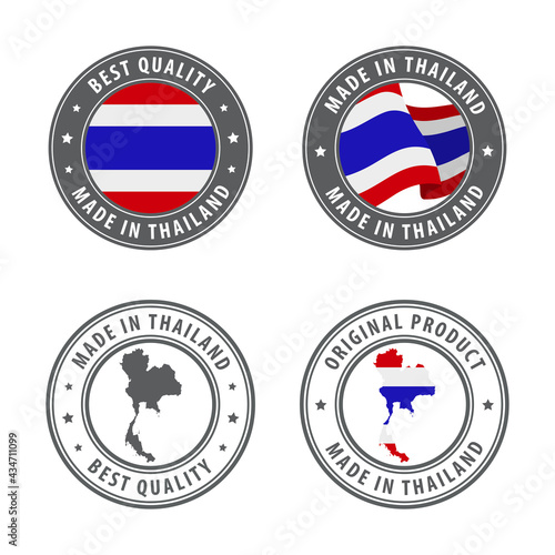 Made in Thailand - set of labels, stamps, badges, with the Thailand map and flag. Best quality. Original product. Free Download Made in Thailand - set of labels, stamps, badges, with the Thailand map and flag. Best quality. Original product. - GFXLoad