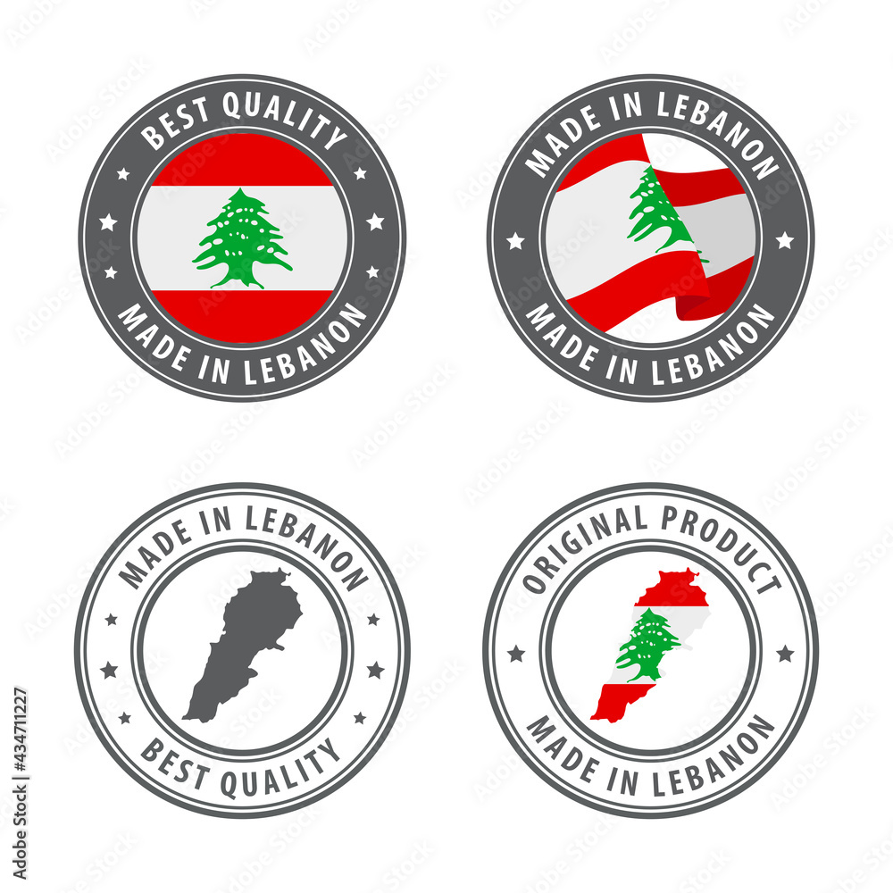 Made in Lebanon - set of labels, stamps, badges, with the Lebanon map and flag. Best quality. Original product. Made in Lebanon - set of labels, stamps, badges, with the Lebanon map and flag. Best quality. Original product.