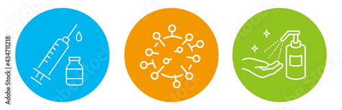 Medicine vaccine sign. Medical syringe icon. set vaccination vaccinated
