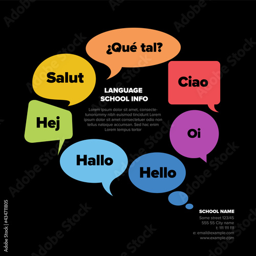 Concept image for promoting foreign languages in language school