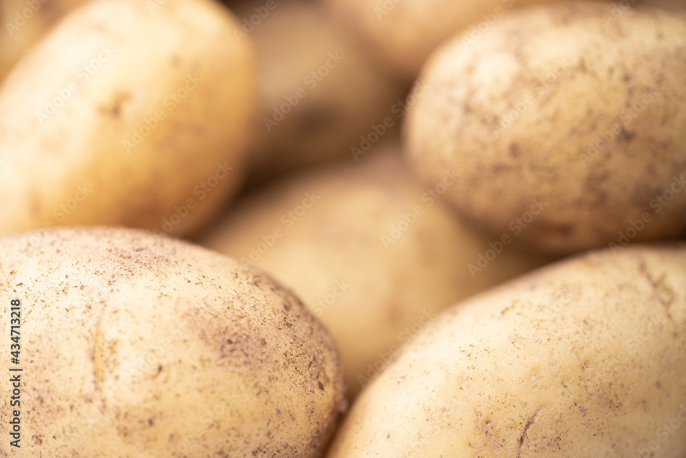 Raw potatoes in the light