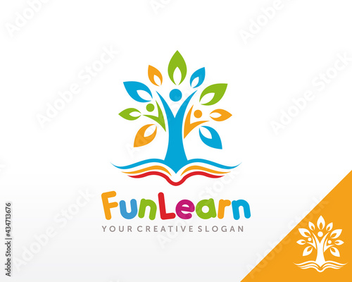 Education Logo. Leadership and Book Logo design Vector
