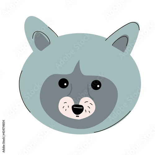 Raccoon muzzle illustration for children.