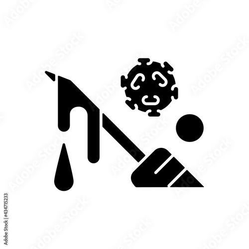 Blood black glyph icon. Hospital waste transmitting infectious material. Biological risk for people health. Biomedical trash. Silhouette symbol on white space. Vector isolated illustration