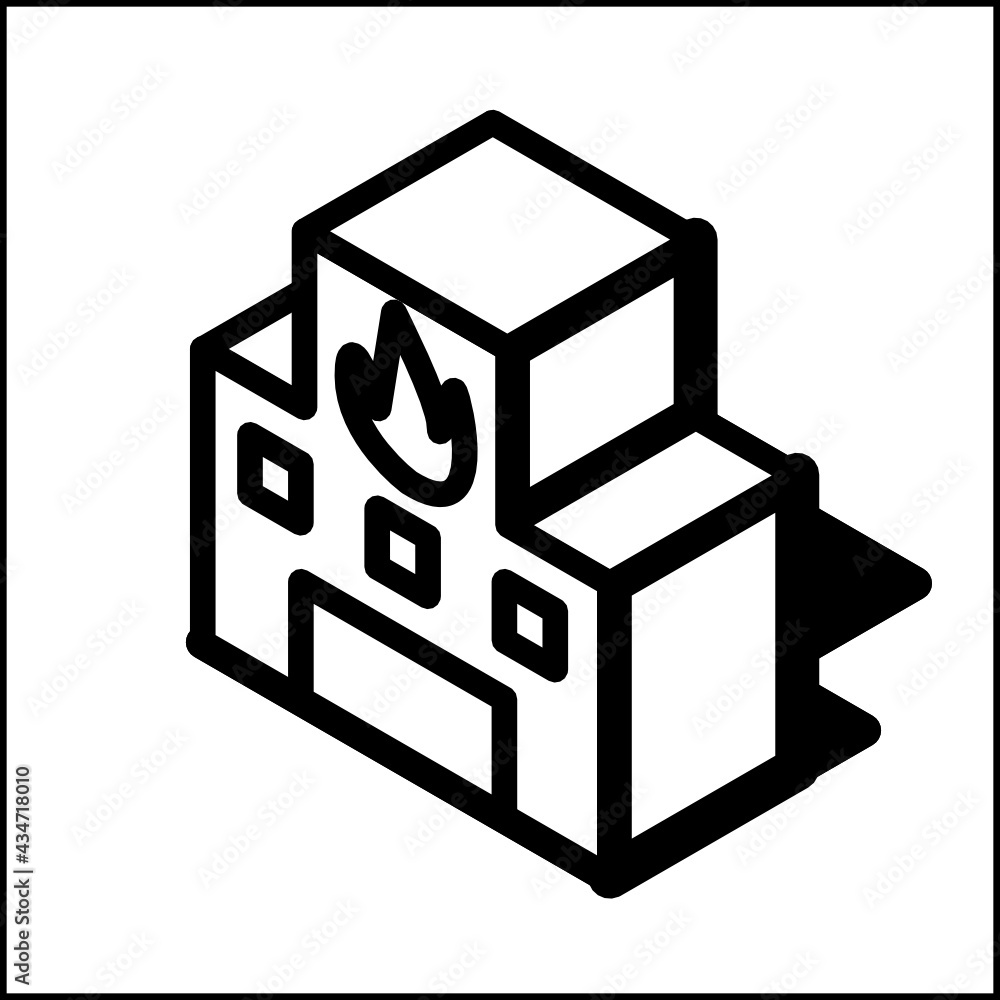 Fire station icon in isometric flat design 05 Fire station icon in isometric flat design 05
