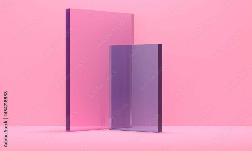 Abstract pink studio background and colored glass. 3d rendering Abstract pink studio background and colored glass. 3d rendering