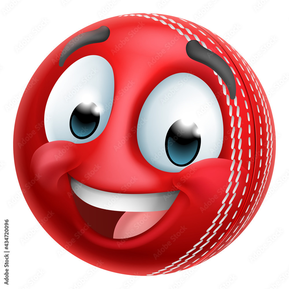 Cricket Ball Emoticon Face Emoji Cartoon Icon Stock Vector Adobe Stock