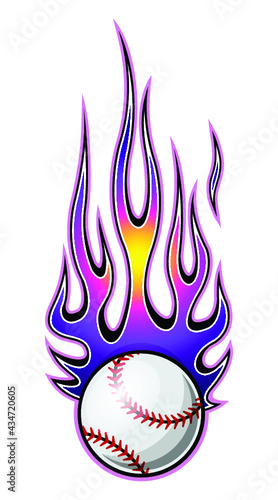 Baseball ball vector graphic with tribal fire flame. Ideal for printable sticker decal sport logo design car and motorcycle decoration
