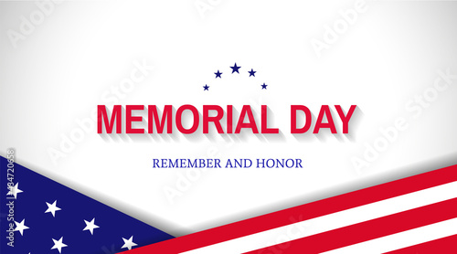 Memorial Day banner design with USA flag elements. Remember and honor. - Vector