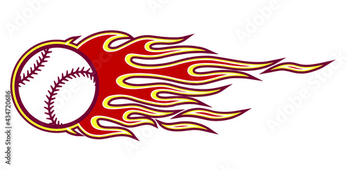 Baseball ball vector graphic with tribal fire flame. Ideal for printable sticker decal sport logo design car and motorcycle decoration