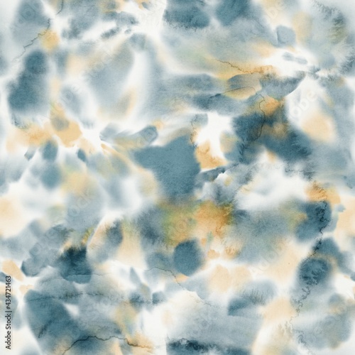 Seamless pastel swirl splat tie dye watercolor pattern swatch. High quality illustration. Messy tribal graphic illustration featuring dye stains splashed randomly in a trendy soft textile manner.