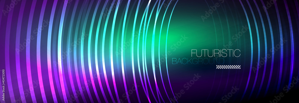 Dark abstract background with glowing neon circles. Trendy layout template for business or technology presentation, internet poster or web brochure cover, wallpaper Dark abstract background with glowing neon circles. Trendy layout template for business or technology presentation, internet poster or web brochure cover, wallpaper