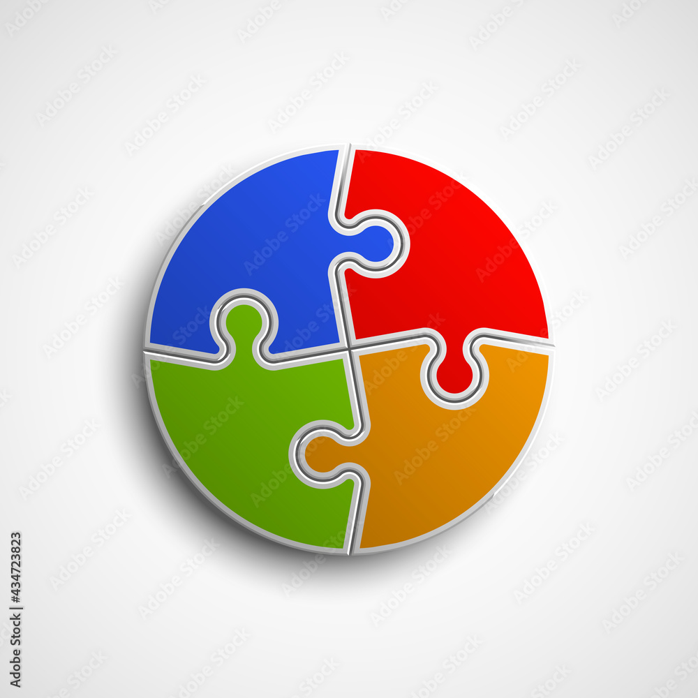 Simple Puzzle four piece round business presentation. Circle outline infograph. 4 Step contour process diagram. Section line compare banner. Simple Puzzle four piece round business presentation. Circle outline infograph. 4 Step contour process diagram. Section line compare banner.