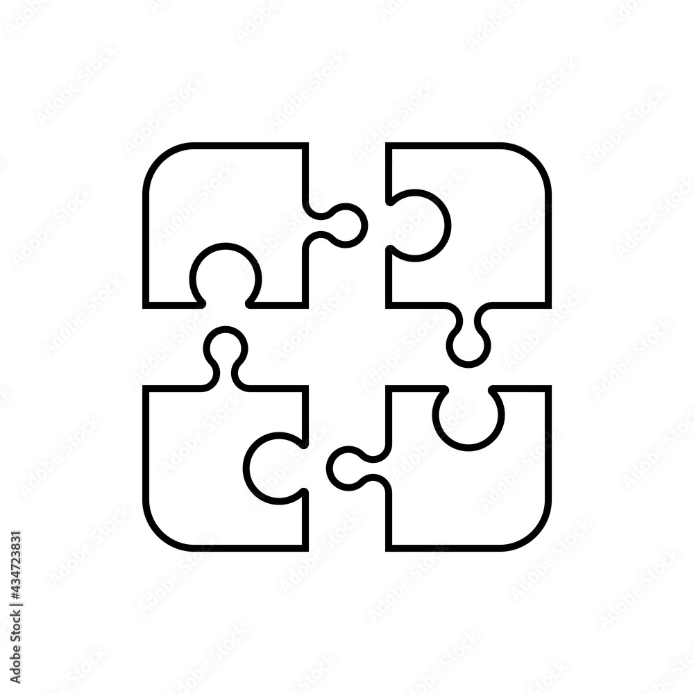 Simple Puzzle four piece business presentation. Circle outline puzzle infograph. 4 Step contour process diagram. Section line compare puzzle banner. Simple Puzzle four piece business presentation. Circle outline puzzle infograph. 4 Step contour process diagram. Section line compare puzzle banner.